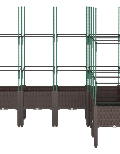 Загрузите изображение в средство просмотра галереи, Jardinieră de grădină cu spalier, maro, 160x120x142,5 cm, PP
