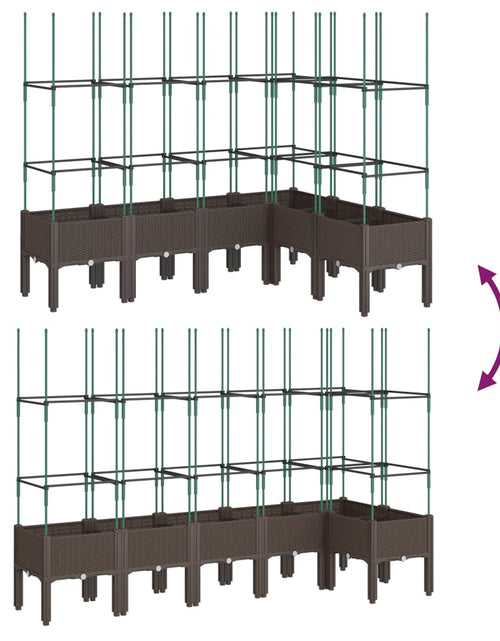 Загрузите изображение в средство просмотра галереи, Jardinieră de grădină cu spalier, maro, 160x120x142,5 cm, PP
