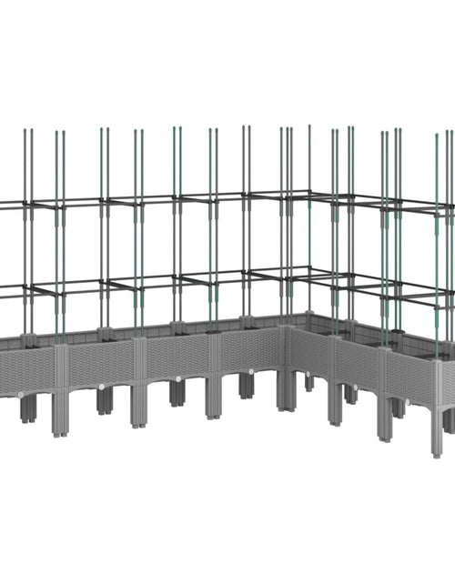 Загрузите изображение в средство просмотра галереи, Jardinieră de grădină cu spalier gri deschis 200x160x142,5cm PP
