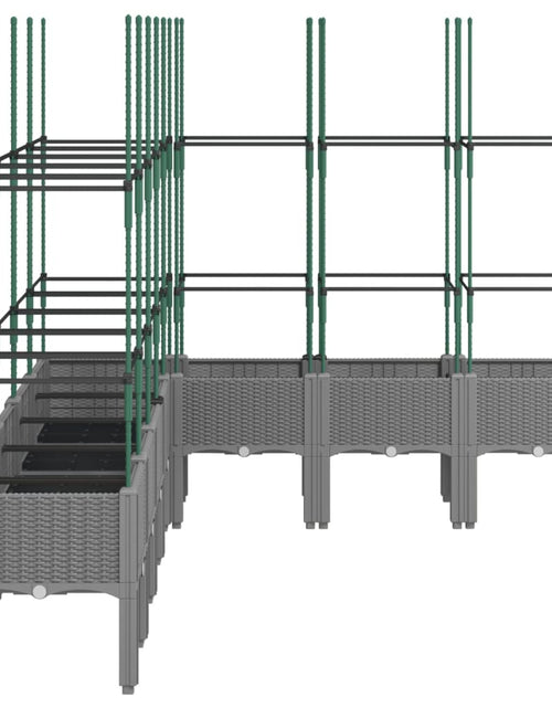 Загрузите изображение в средство просмотра галереи, Jardinieră de grădină cu spalier gri deschis 200x160x142,5cm PP
