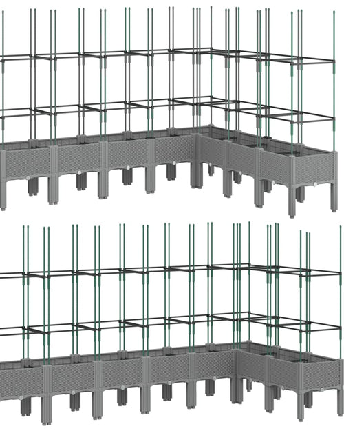 Загрузите изображение в средство просмотра галереи, Jardinieră de grădină cu spalier gri deschis 200x160x142,5cm PP
