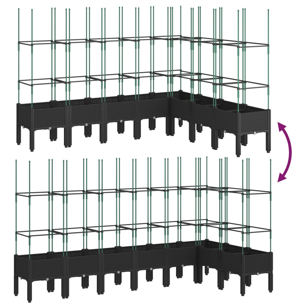 Jardinieră de grădină cu spalier, negru, 200x160x142,5 cm, PP