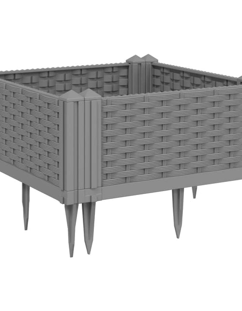 Загрузите изображение в средство просмотра галереи, Jardinieră grădină cu țăruși, gri deschis, 42,5x42,5x28,5 cm PP
