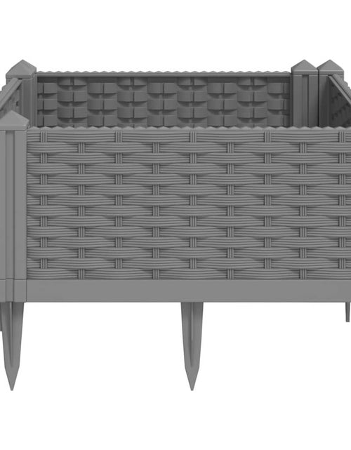 Загрузите изображение в средство просмотра галереи, Jardinieră grădină cu țăruși, gri deschis, 42,5x42,5x28,5 cm PP
