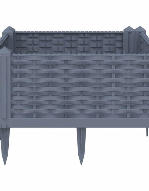 Încărcați imaginea în vizualizatorul Galerie, Jardinieră de grădină cu țăruși, gri, 42,5x42,5x28,5 cm, PP
