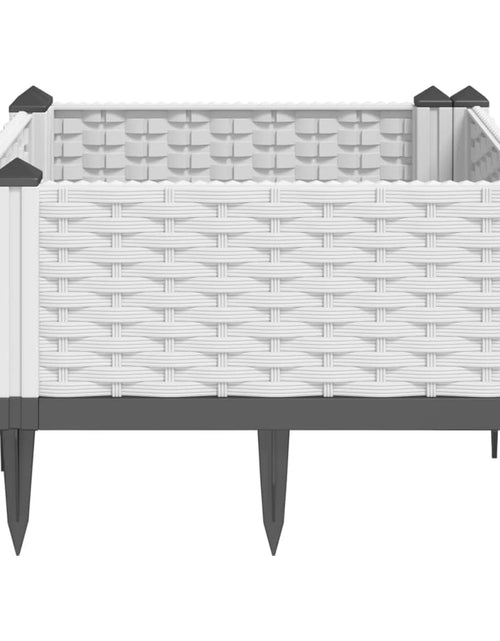 Загрузите изображение в средство просмотра галереи, Jardinieră de grădină cu țăruși, alb, 42,5x42,5x28,5 cm, PP
