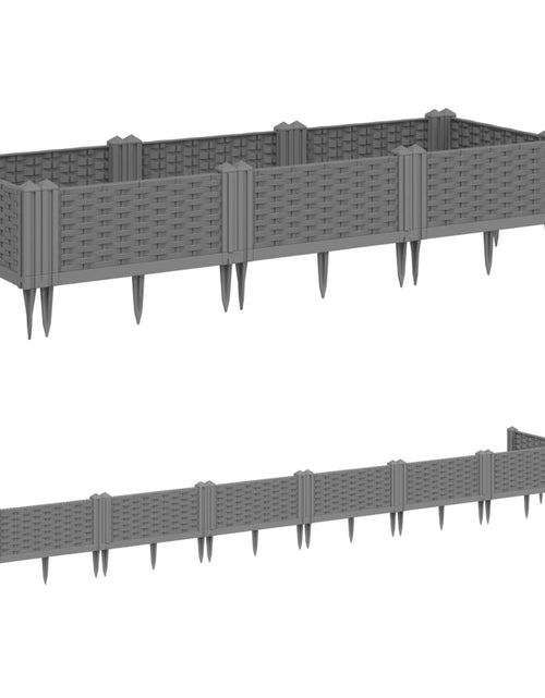 Încărcați imaginea în vizualizatorul Galerie, Jardinieră grădină cu țăruși, gri deschis, 125x40x28,5 cm PP
