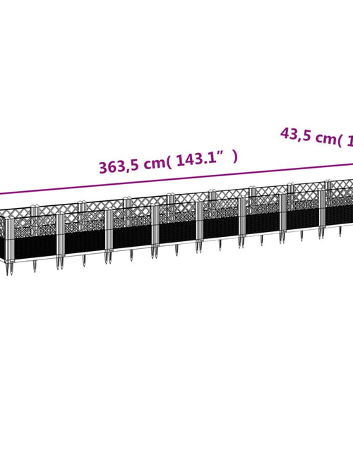 Încărcați imaginea în vizualizatorul Galerie, Jardinieră de grădină cu țăruși, negru, 363,5x43,5x43,5 cm, PP
