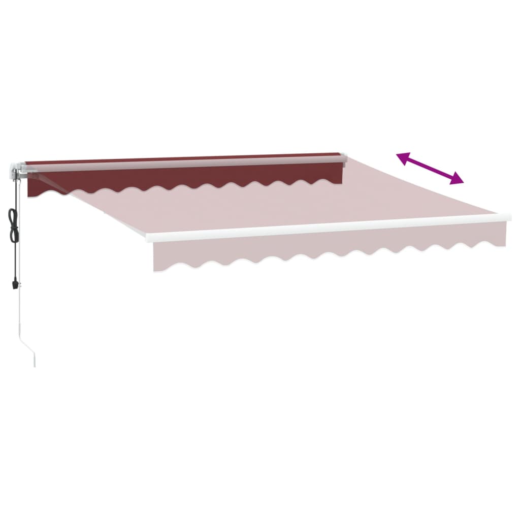 Copertina retractabilă automat cu LED, vișiniu, 300x250 cm