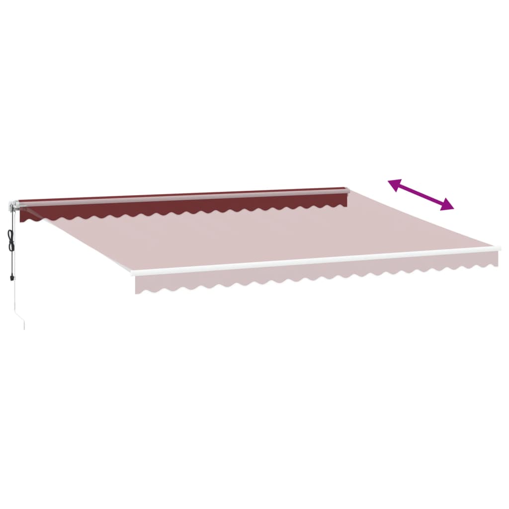 Copertina retractabilă automat cu LED, vișiniu, 500x300 cm