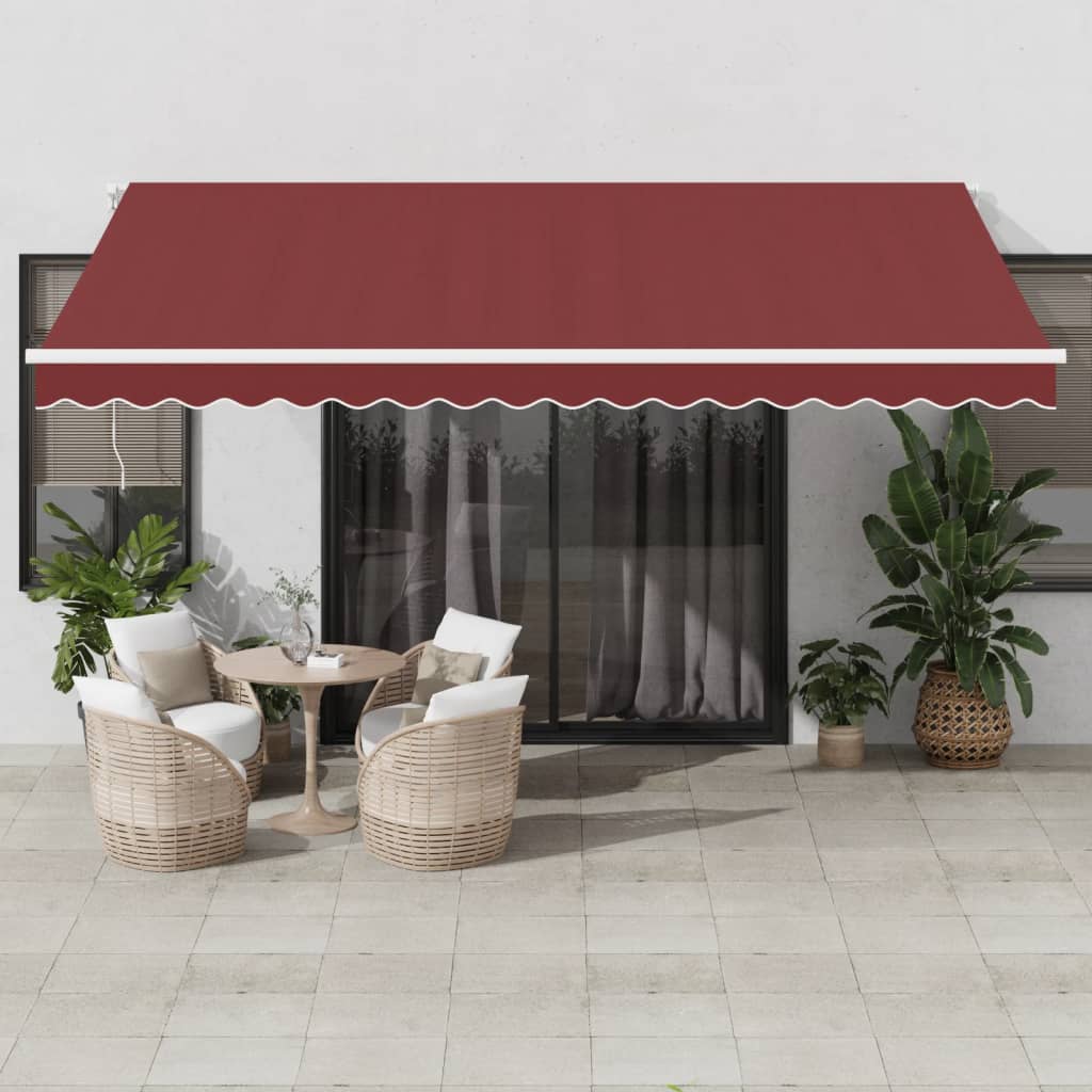 Copertina retractabilă manual cu LED, vișiniu, 450x350 cm