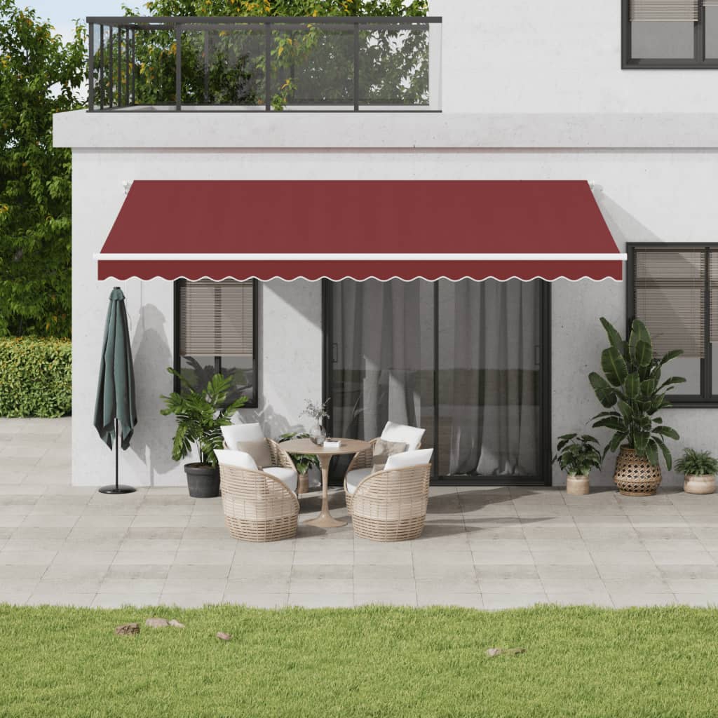 Copertina retractabilă manual cu LED, vișiniu, 500x350 cm