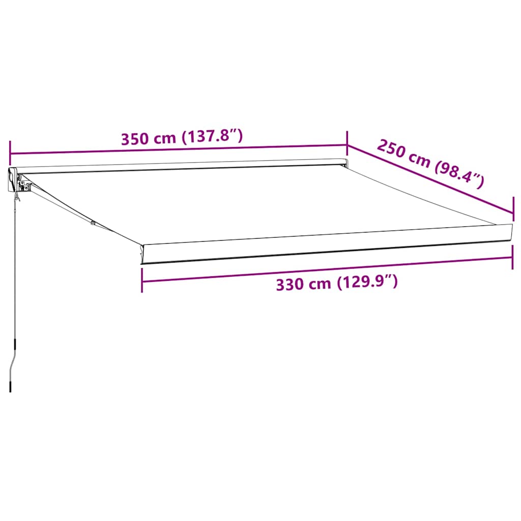 Copertina retractabilă manual, vișiniu, 350x250 cm