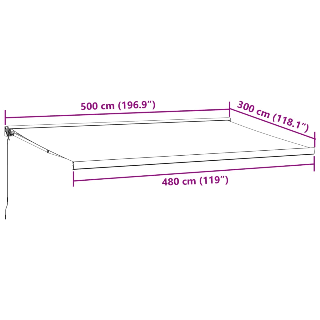 Copertina retractabilă manual, vișiniu, 500x300 cm