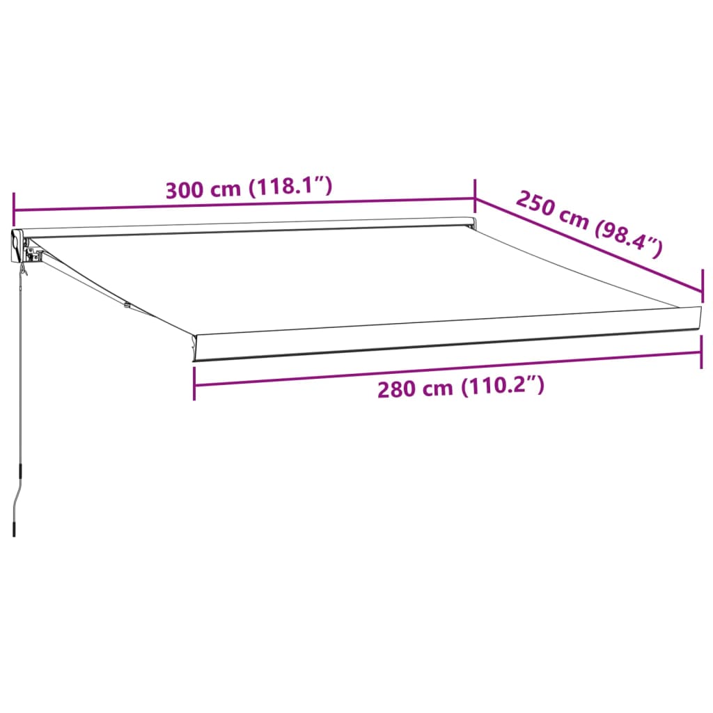 Copertina retractabilă manual, vișiniu, 300x250 cm