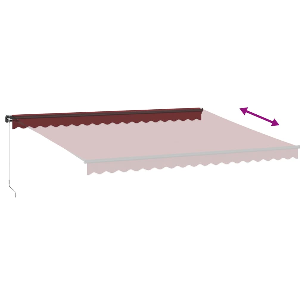 Copertina retractabilă manual cu LED-uri, vișiniu, 450x300 cm