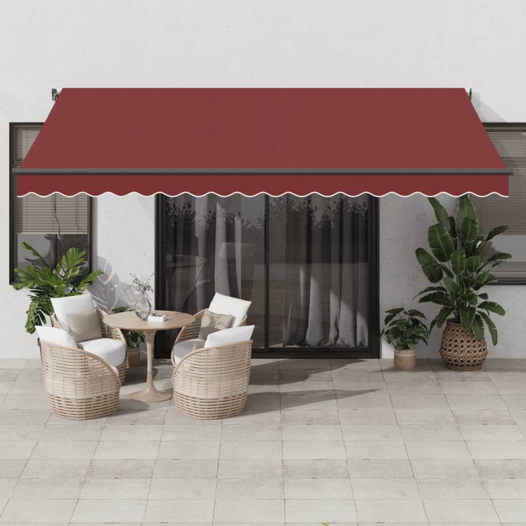 Copertina retractabilă manual cu LED-uri, vișiniu, 450x300 cm