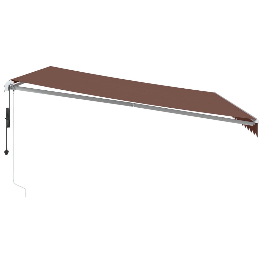 Copertina retractabilă automat cu LED, maro, 450x300 cm