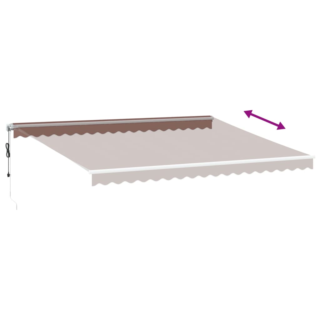 Copertina retractabilă automat cu LED, maro, 450x300 cm