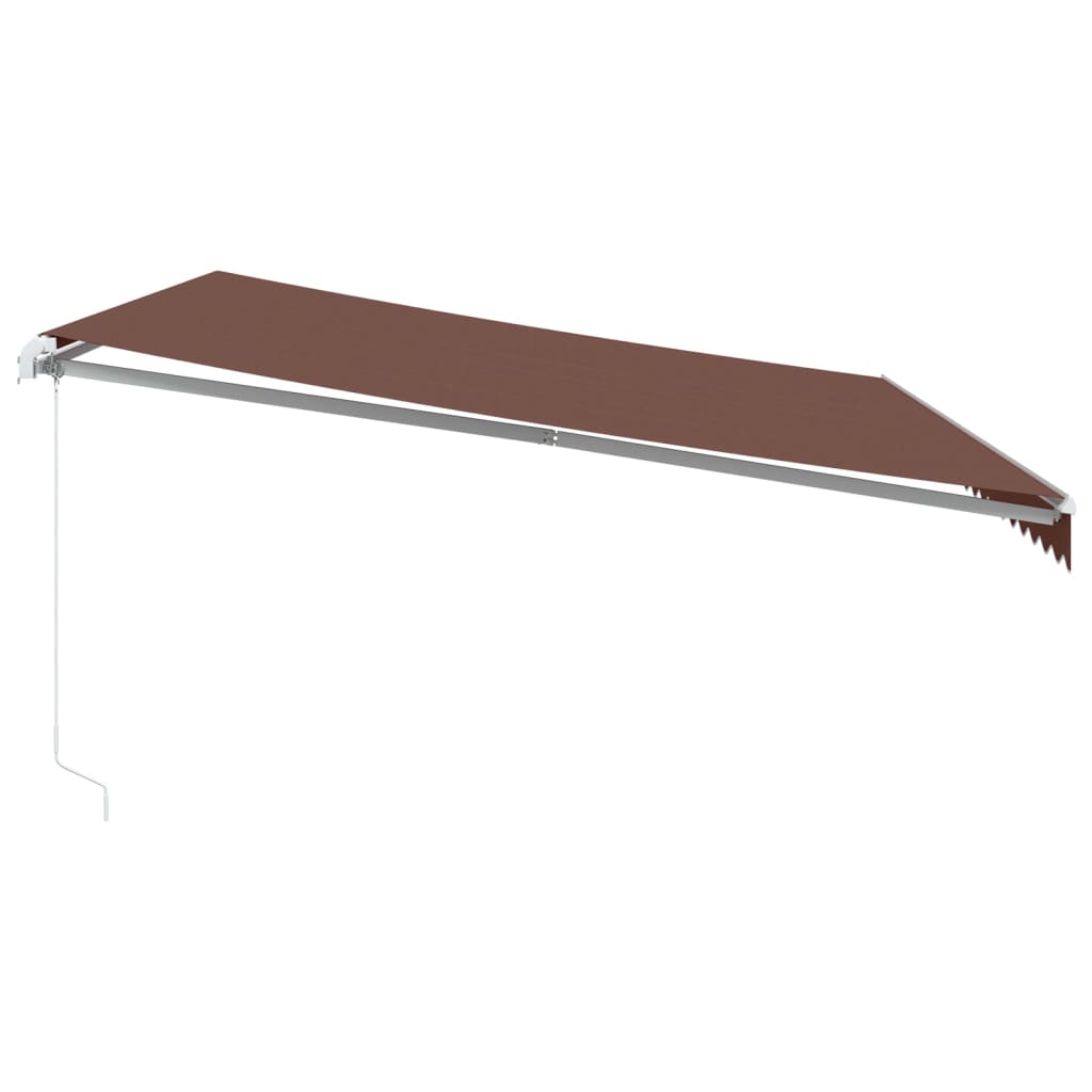 Copertina retractabilă manual cu LED, maro, 500x350 cm