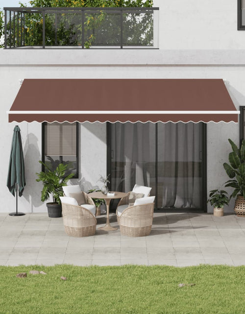 Загрузите изображение в средство просмотра галереи, Copertina retractabilă manual cu LED, maro, 500x350 cm
