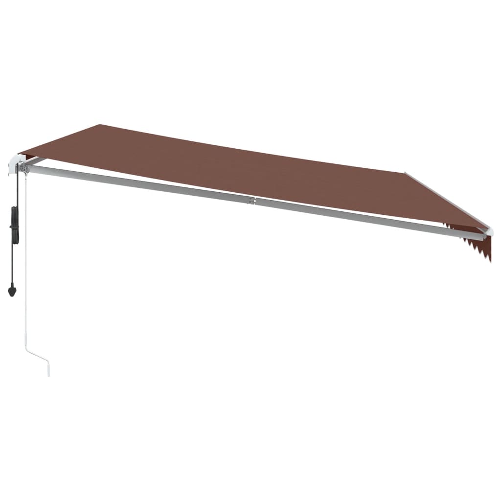 Copertina retractabilă automat cu LED, maro, 500x350 cm