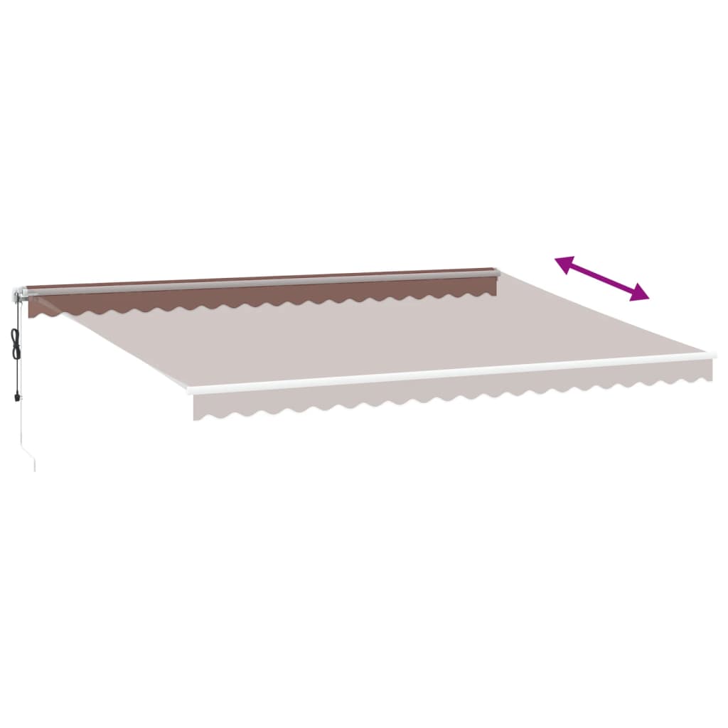 Copertina retractabilă automat cu LED, maro, 500x350 cm