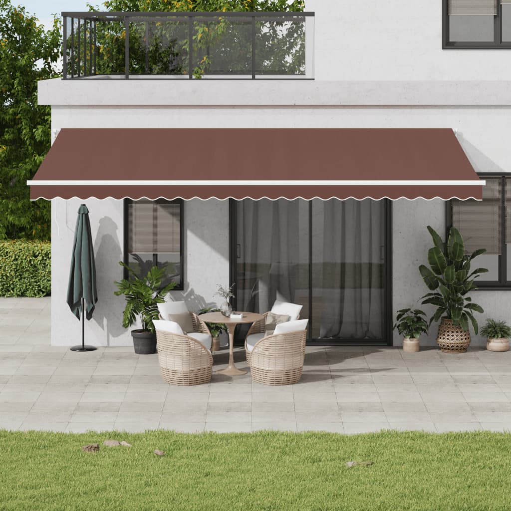 Copertina retractabilă automat cu LED, maro, 600x350 cm