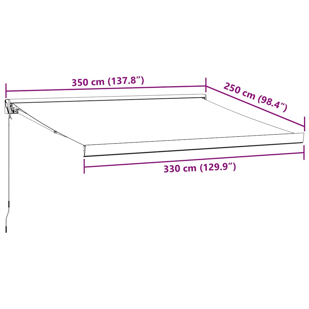 Copertină retractabilă manual, maro, 350x250 cm