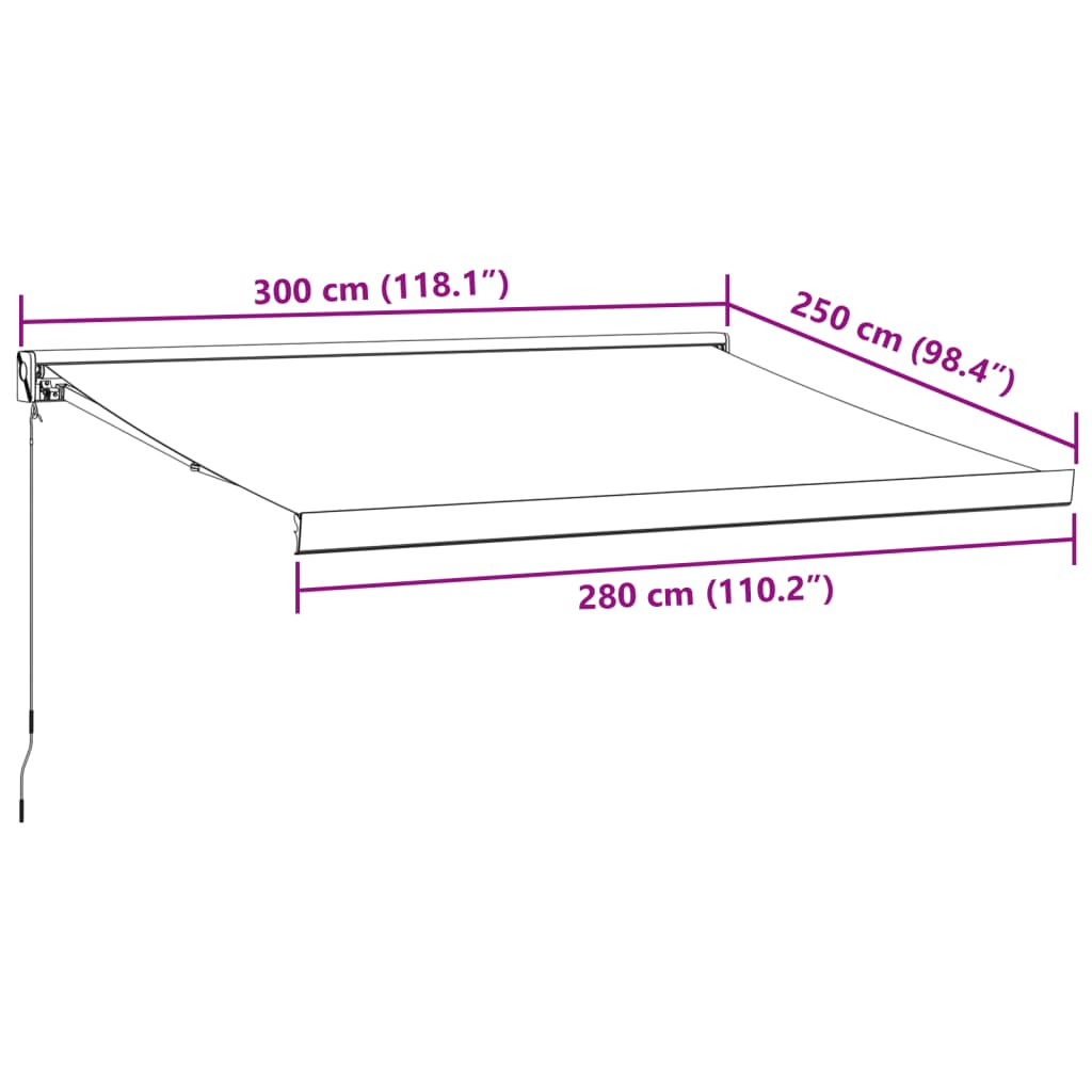 Copertină retractabilă manual, maro, 300x250 cm