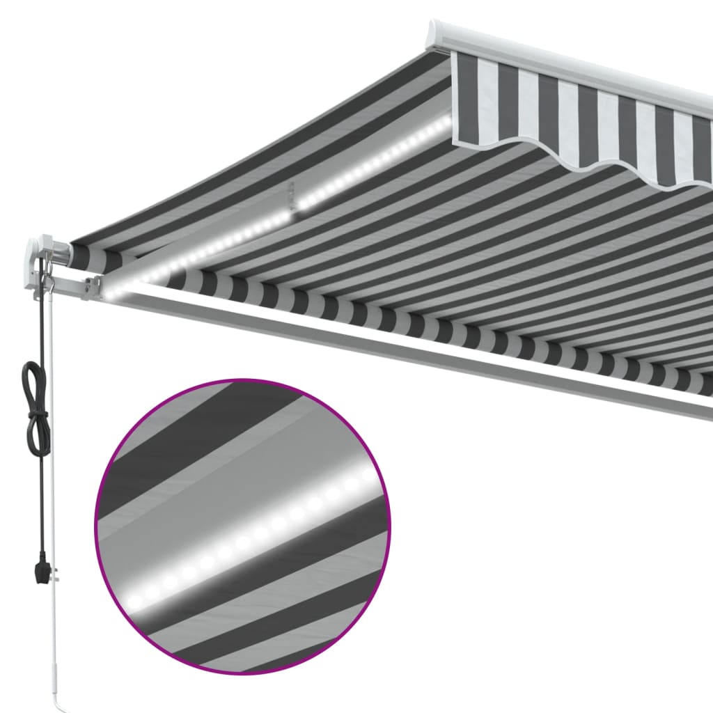 Copertină retractabilă automat cu LED, antracit/alb, 300x250 cm