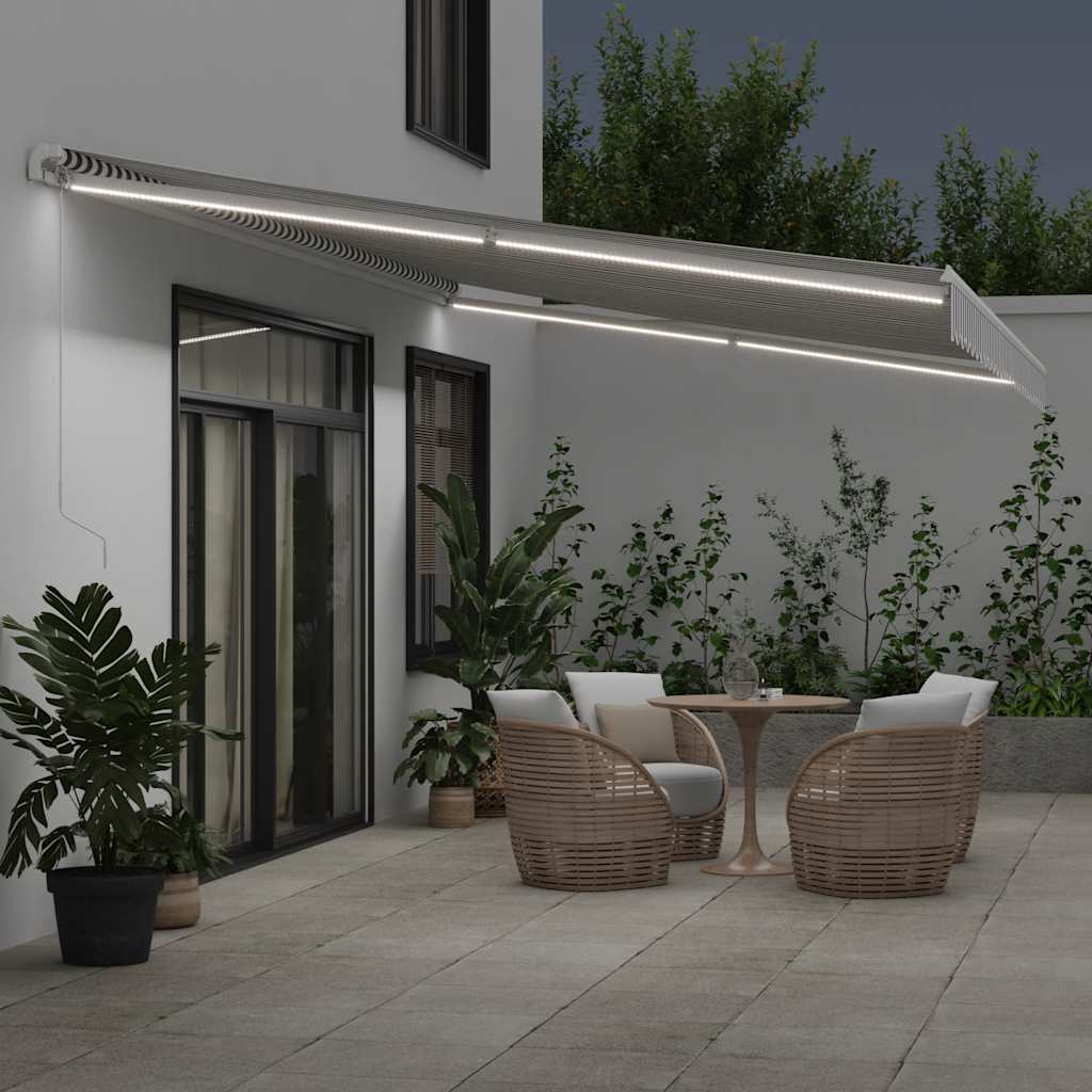 Copertină retractabilă manual cu LED, antracit/alb, 600x300 cm