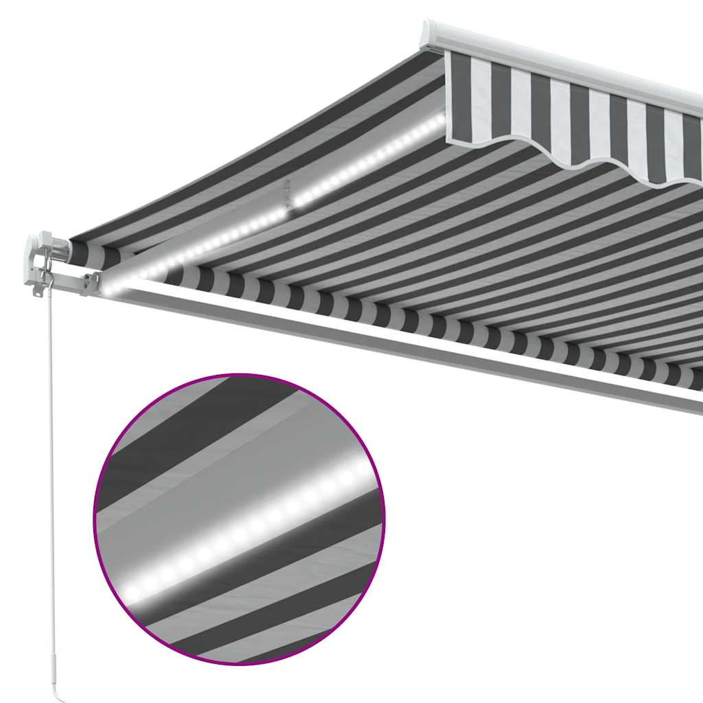 Copertină retractabilă manual cu LED, antracit/alb, 600x300 cm