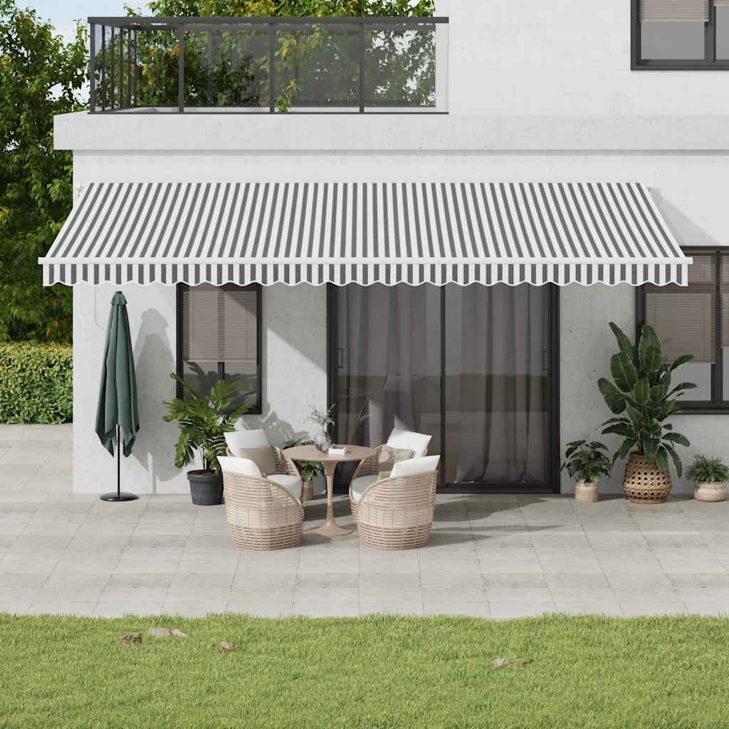 Copertină retractabilă manual cu LED, antracit/alb, 600x300 cm