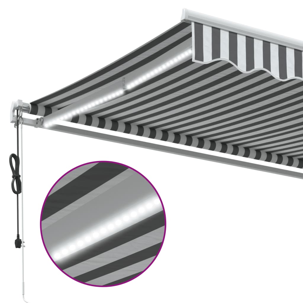 Copertină retractabilă automat cu LED, antracit/alb, 600x350 cm