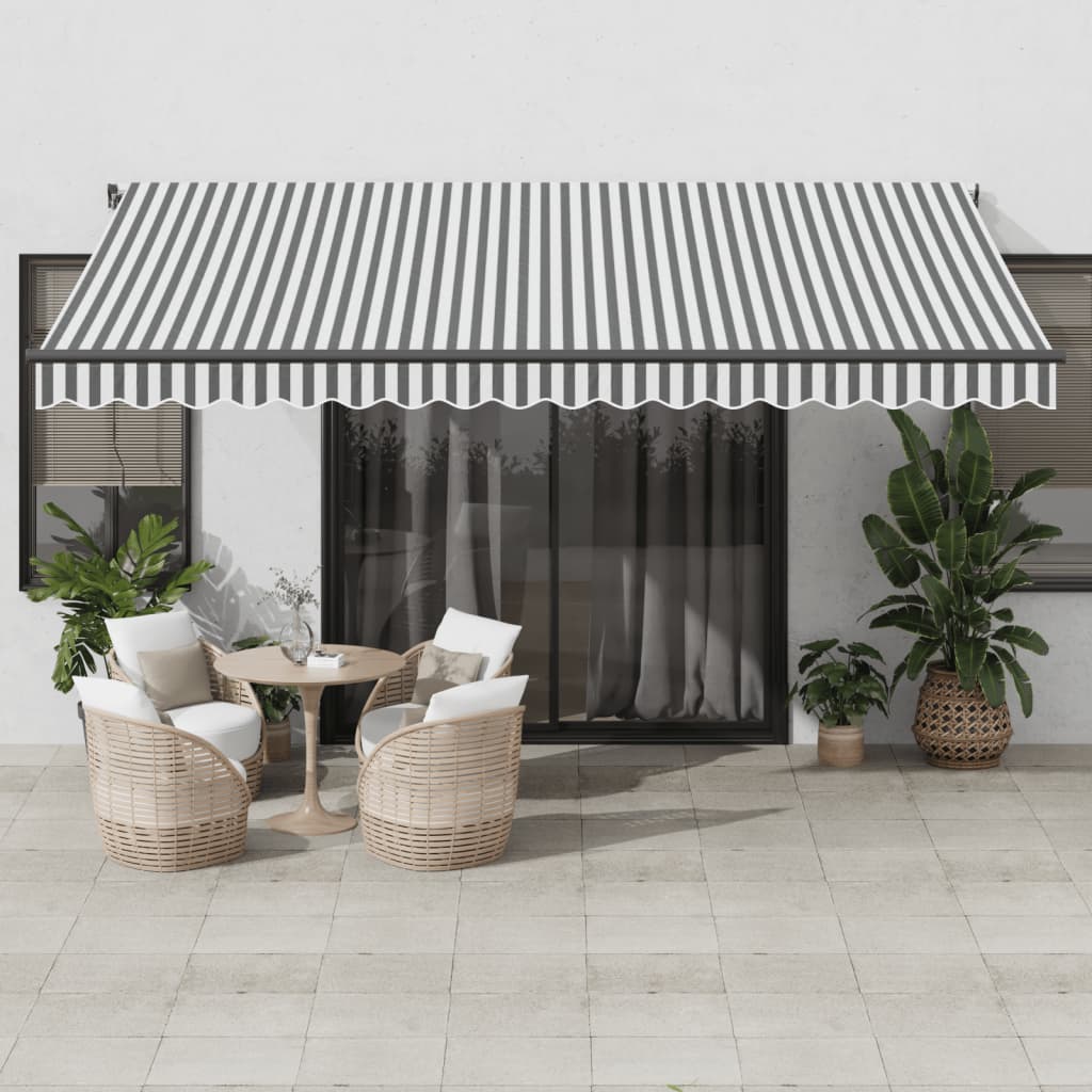 Copertină retractabilă automat LED-uri antracit/alb 450x350 cm