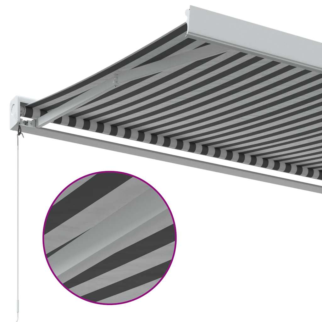 Copertină retractabilă antracit/alb, 3,5x2,5 m, textil/aluminiu