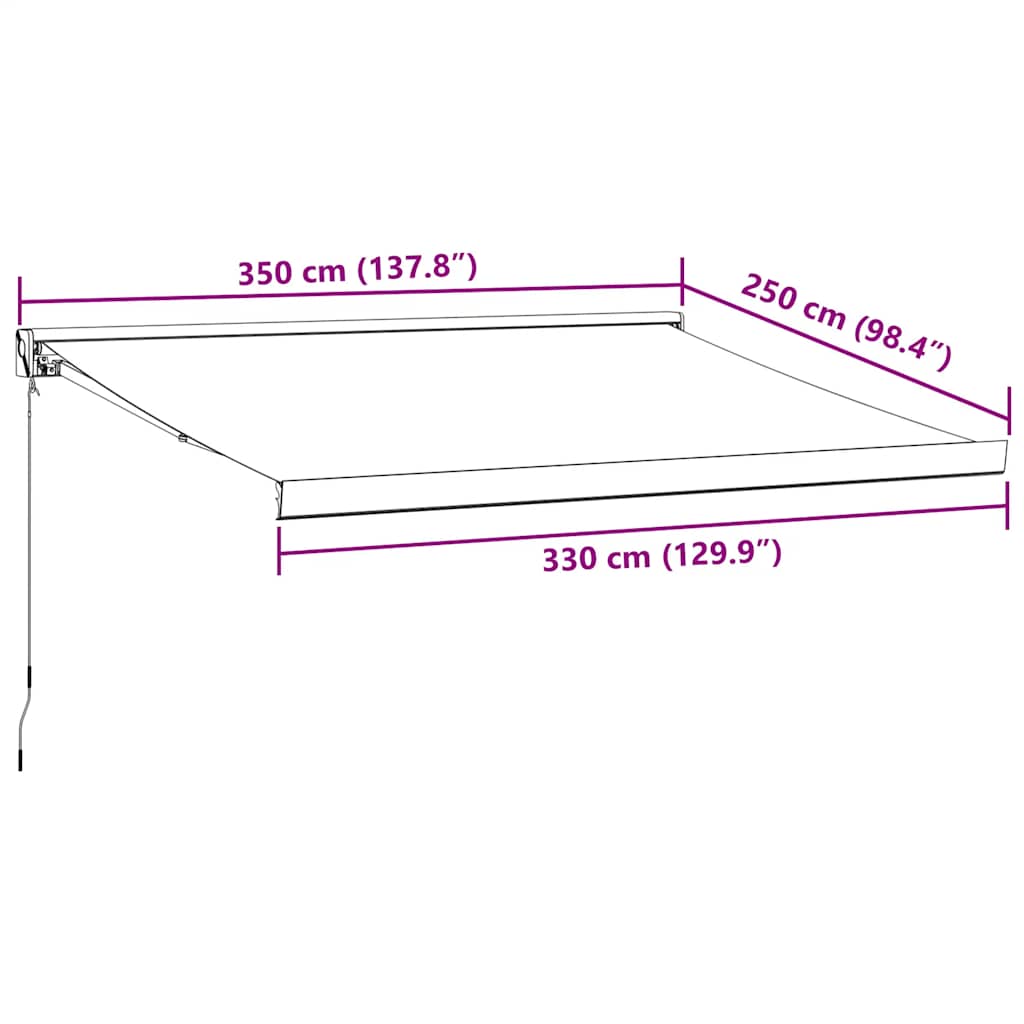 Copertină retractabilă antracit/alb, 3,5x2,5 m, textil/aluminiu