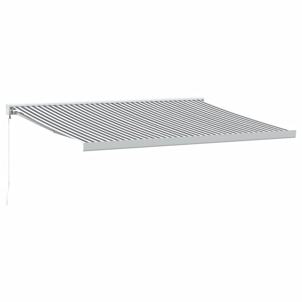 Copertină retractabilă antracit/alb, 4,5x3 m, textil/aluminiu