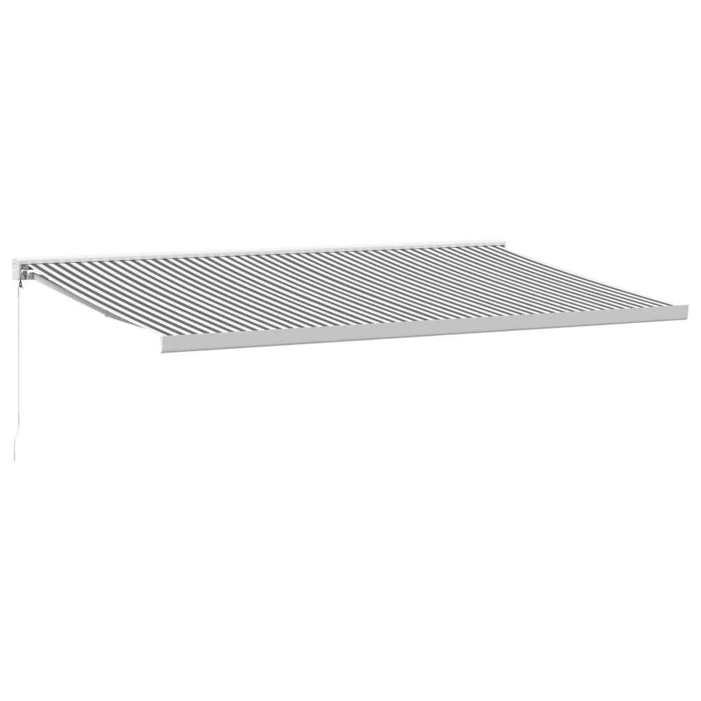 Copertină retractabilă antracit/alb, 5x3 m, textil/aluminiu