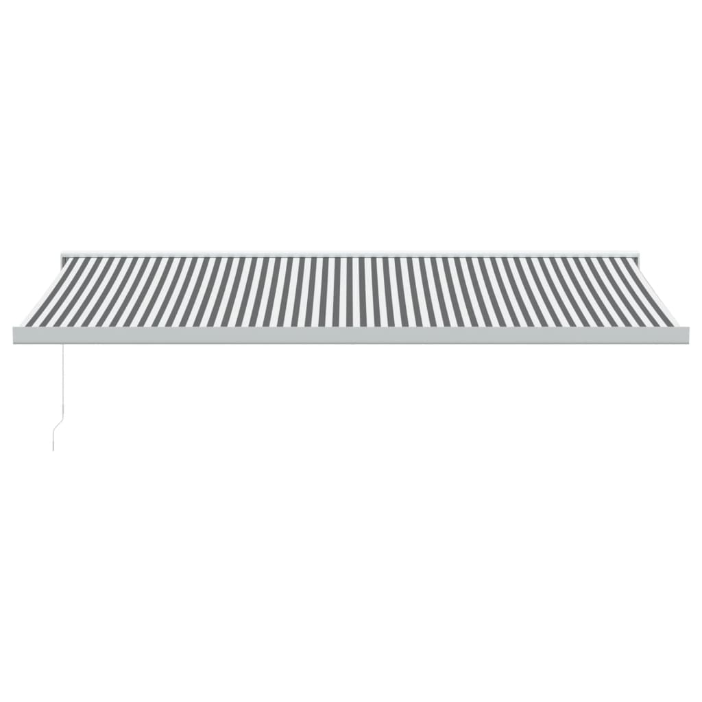 Copertină retractabilă antracit/alb, 5x3 m, textil/aluminiu