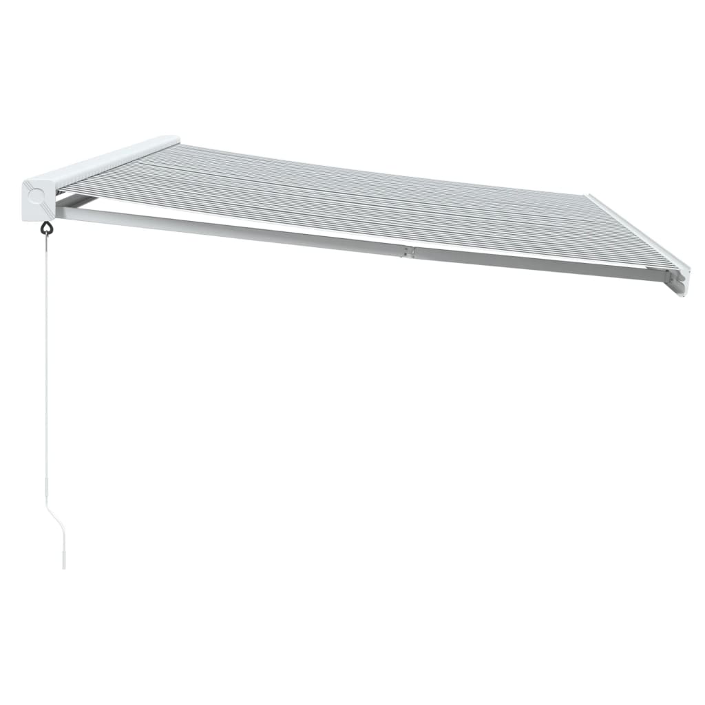 Copertină retractabilă antracit/alb, 5x3 m, textil/aluminiu