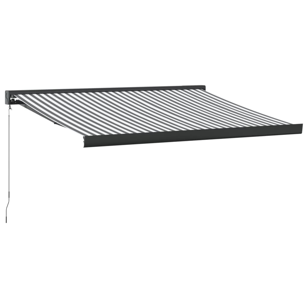 Copertină retractabilă antracit/alb, 3x2,5 m, textil/aluminiu