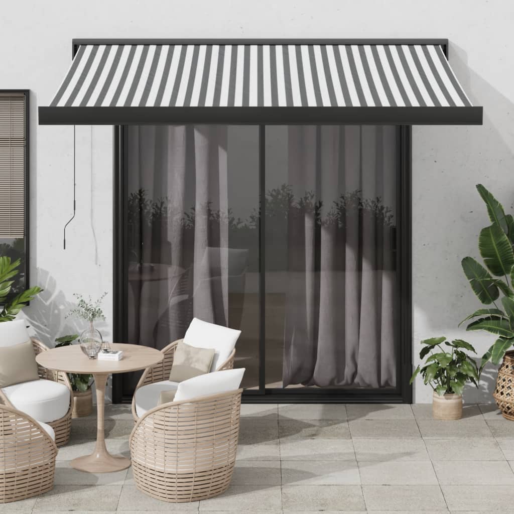 Copertină retractabilă antracit/alb, 3x2,5 m, textil/aluminiu