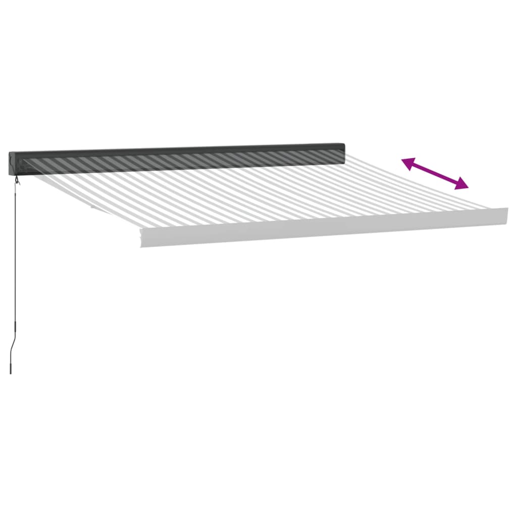 Copertină retractabilă antracit/alb, 3,5x2,5 m, textil/aluminiu