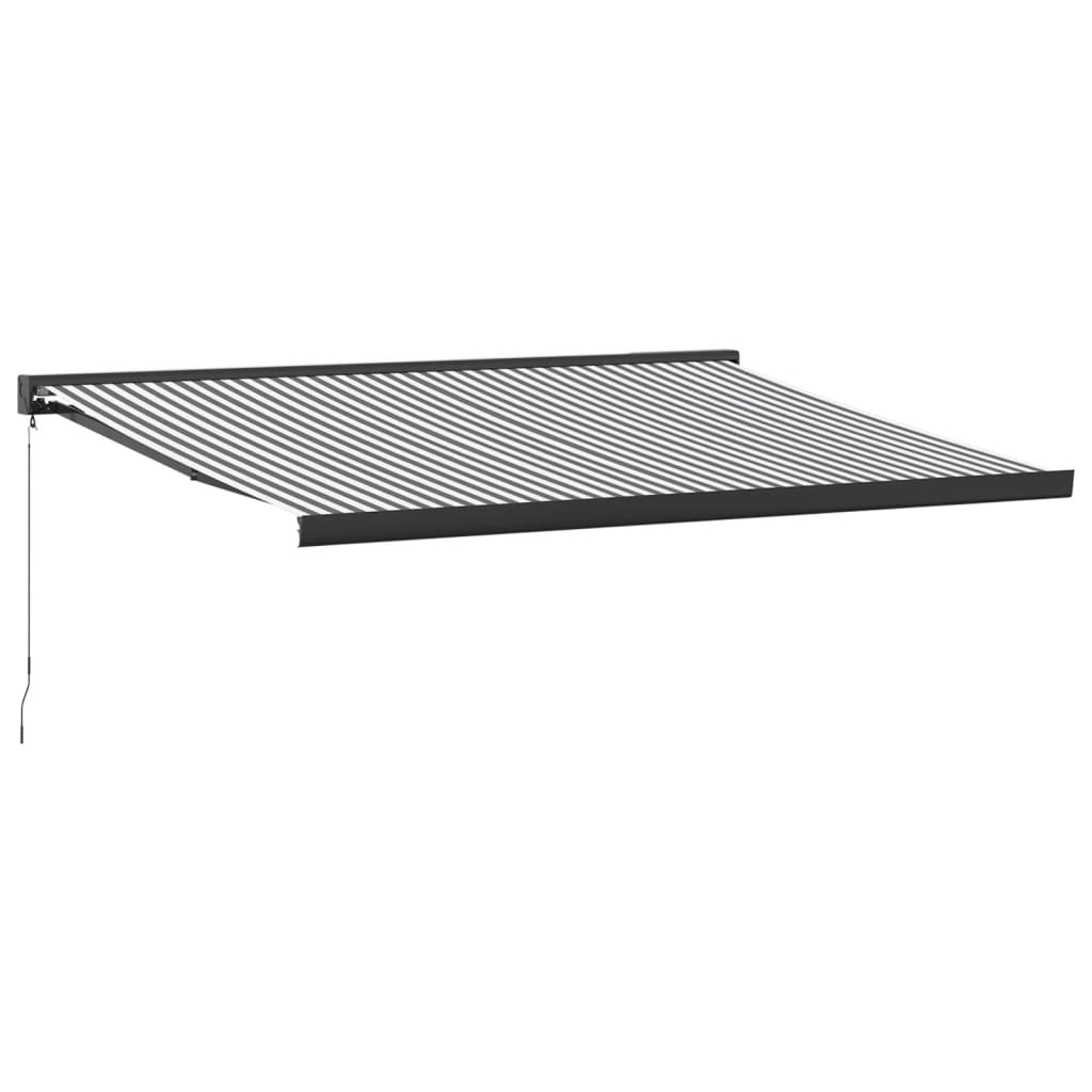 Copertină retractabilă antracit/alb, 4,5x3 m, textil/aluminiu