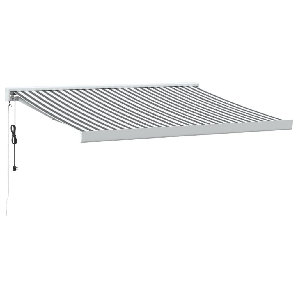 Copertină retractabilă antracit/alb, 3x2,5 m, textil/aluminiu