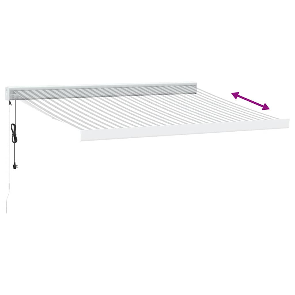 Copertină retractabilă antracit/alb, 3x2,5 m, textil/aluminiu