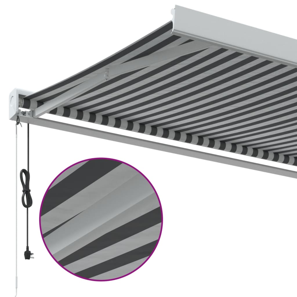 Copertină retractabilă antracit/alb, 3x2,5 m, textil/aluminiu