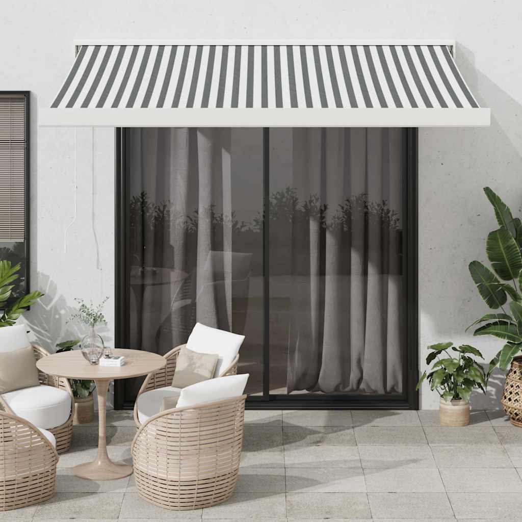 Copertină retractabilă antracit/alb, 3x2,5 m, textil/aluminiu